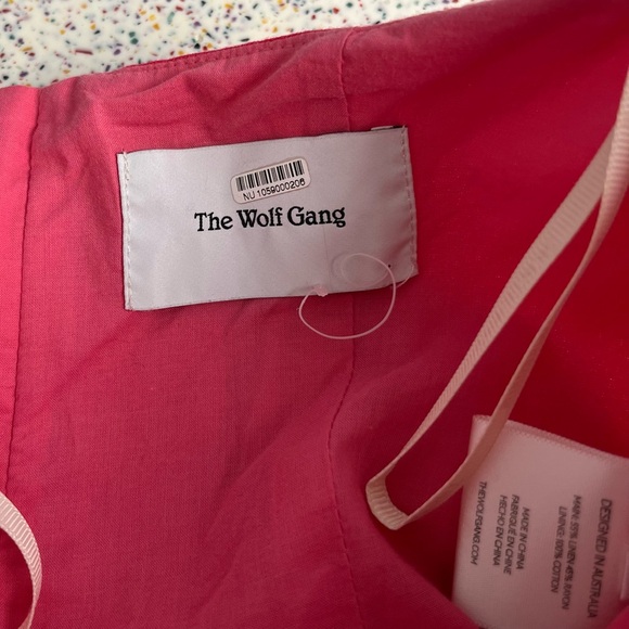 The Wolf Gang Cece Strapless Mini Dress Women’s Size S Pink Linen Mermaid Beachy - Picture 7 of 11